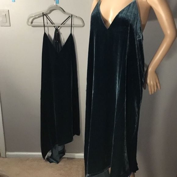 NWT $298 BCBGMAXAZRIA | Elana | Velvet Dress | Lined | in Midnight Teal - Picture 3 of 15